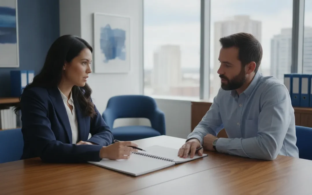Tax professional discussing accounting services with a business owner